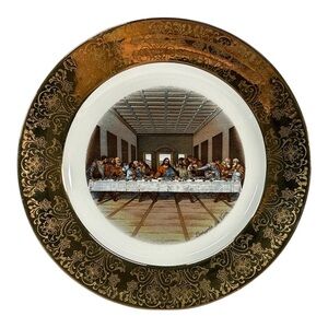 Vtg 22K Gold 10” Decorative Plate The Last Supper Atlas China 1st Edition 1950